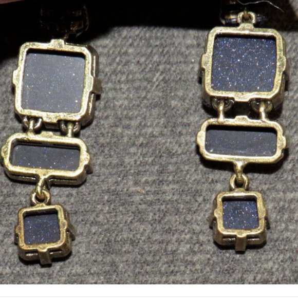 Ann Taylor Navy Sparkly Dangle Statement Earrings - Picture 3 of 7